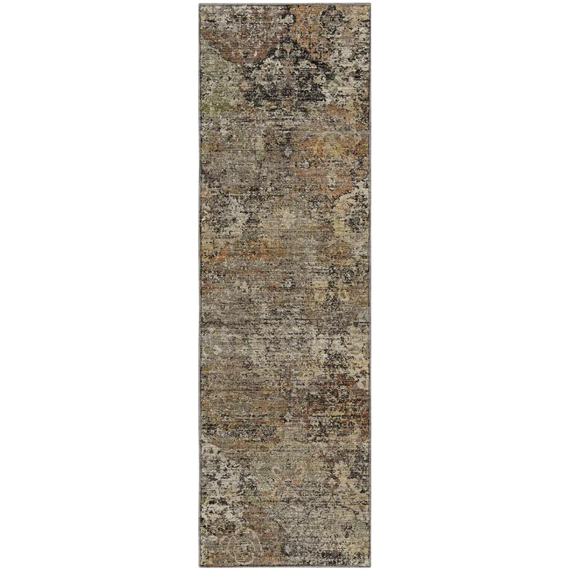 Machine Washable Aristo Taupe 2\'3\" x 7\'6\" Runner Rug