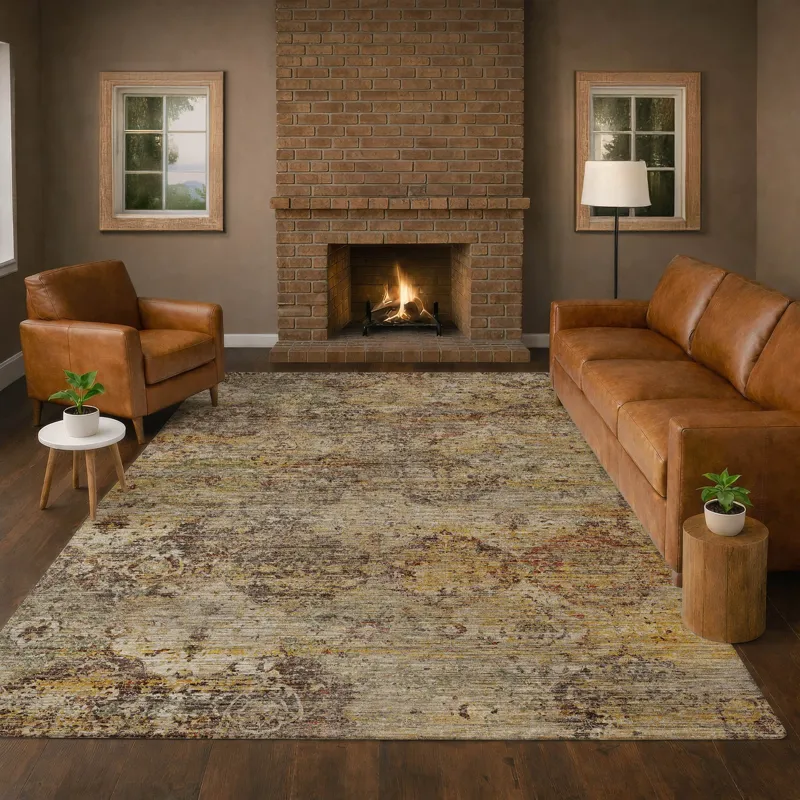 Machine Washable Aristo Wheat 9\' x 12\' Rug