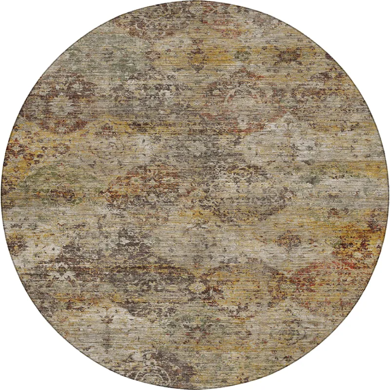 Machine Washable Aristo Wheat 8\' x 8\' Round Rug