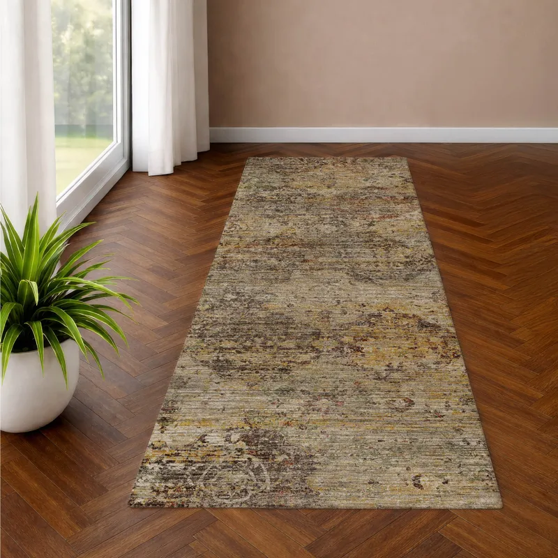 Machine Washable Aristo Wheat 2\'3\" x 7\'6\" Runner Rug