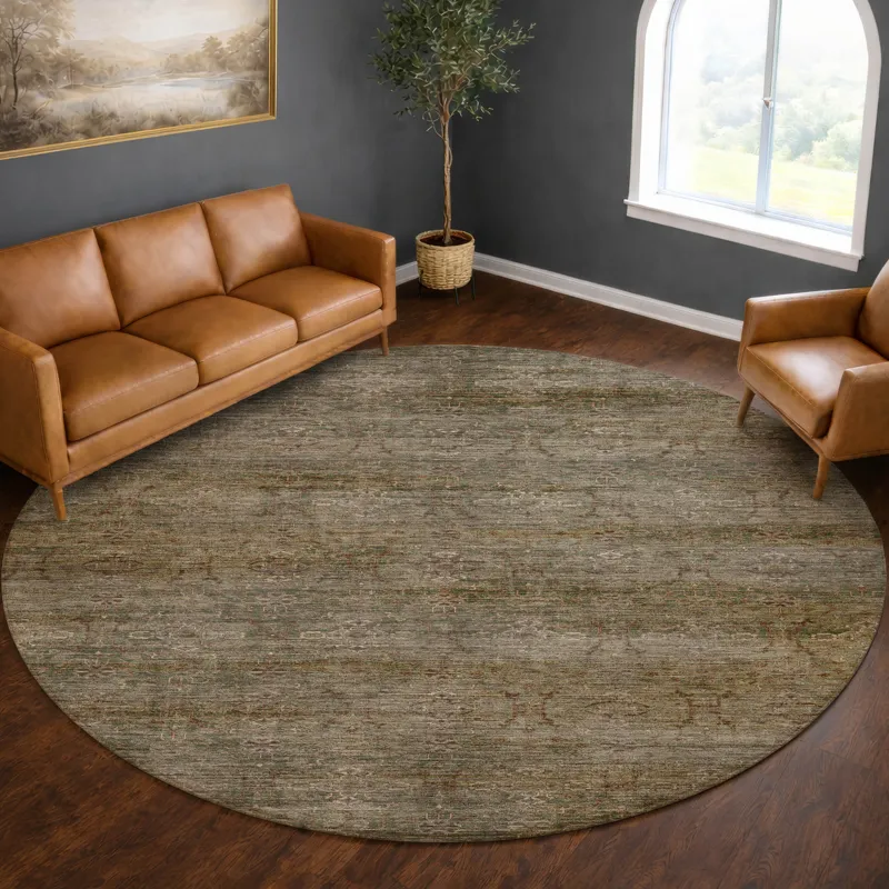 Machine Washable Aristo Basil 8\' x 8\' Round Rug
