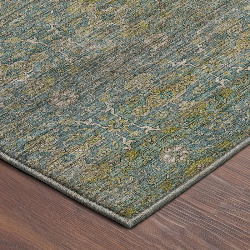 Machine Washable Aristo Teal 6\'6\" x 9\'6\" Rug