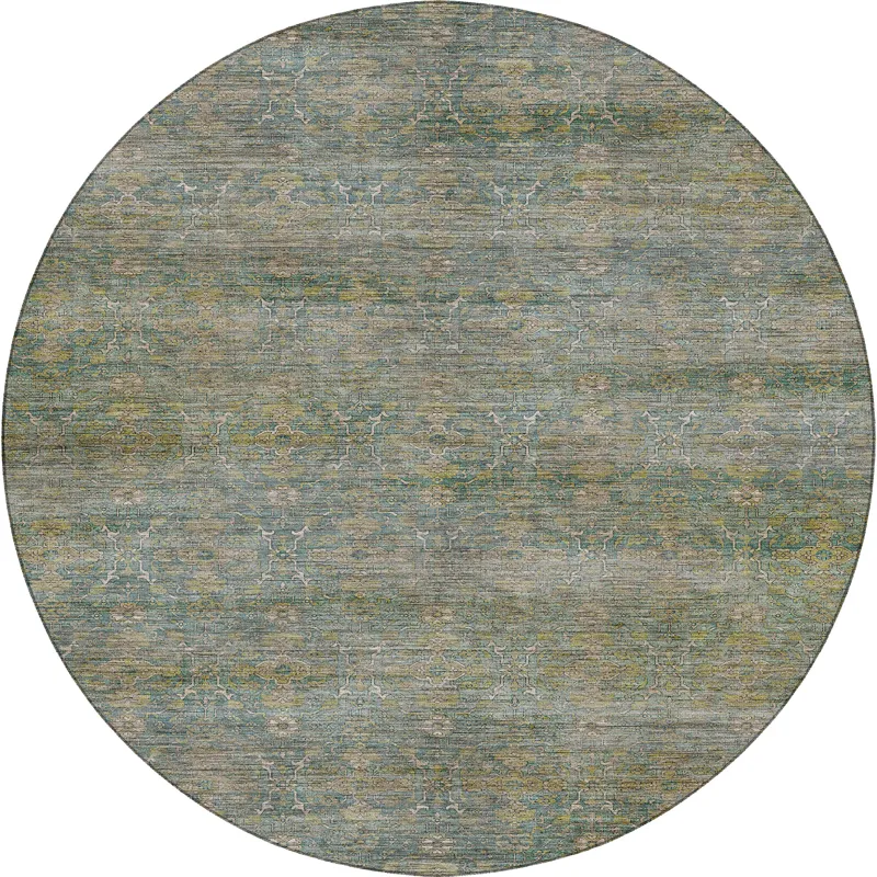 Machine Washable Aristo Teal 8\' x 8\' Round Rug