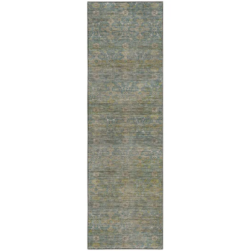 Machine Washable Aristo Teal 2\'3\" x 7\'6\" Runner Rug