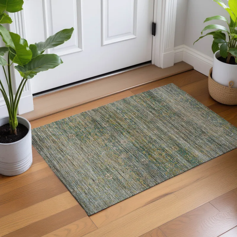 Machine Washable Aristo Teal 1\'8\" x 2\'6\" Rug
