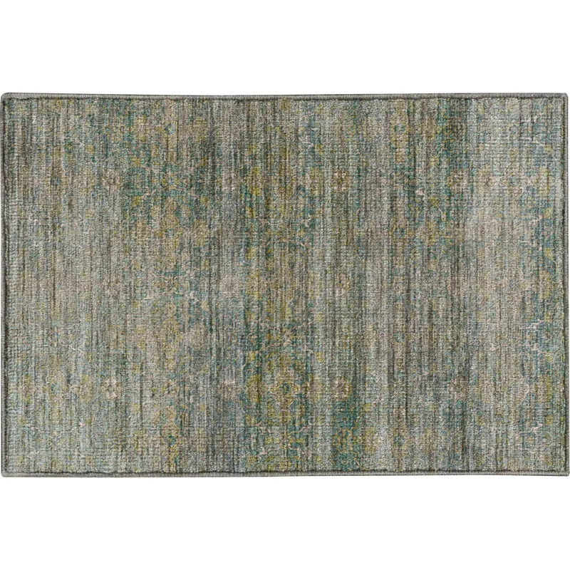Machine Washable Aristo Teal 1\'8\" x 2\'6\" Rug