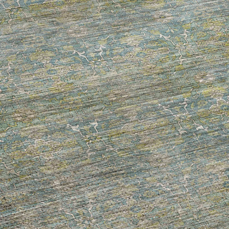 Machine Washable Aristo Teal 6\'6\" x 9\'6\" Rug