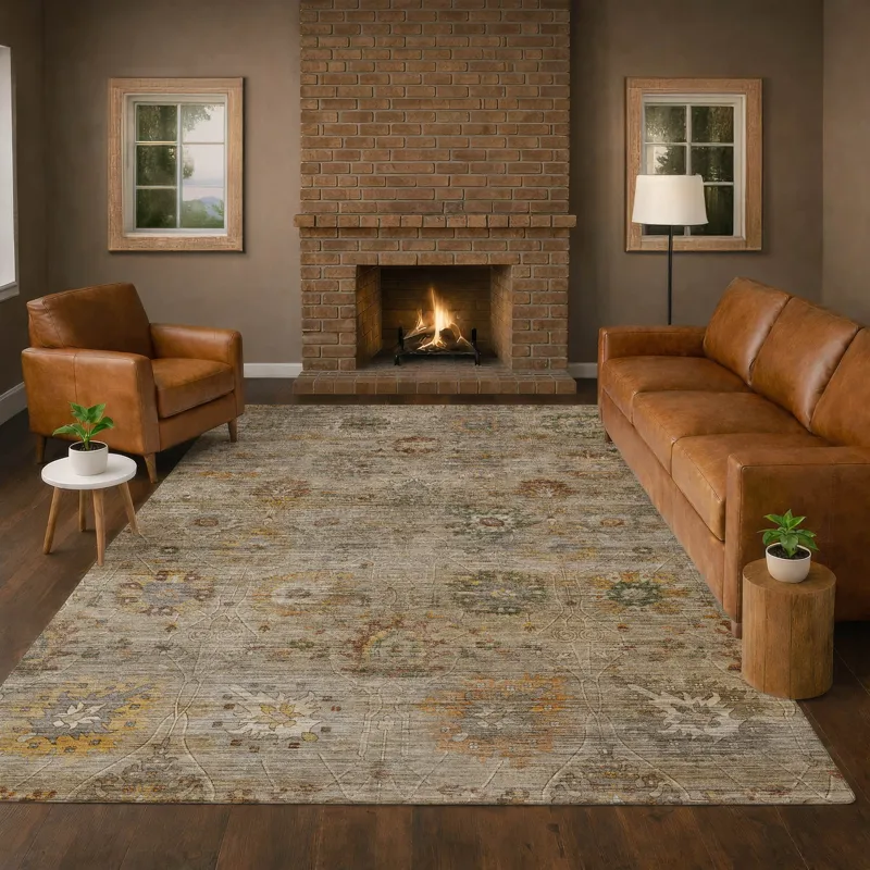 Machine Washable Aristo Beige 8\' x 10\' Rug