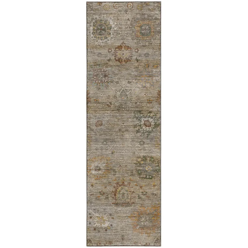 Machine Washable Aristo Beige 2\'3\" x 7\'6\" Runner Rug