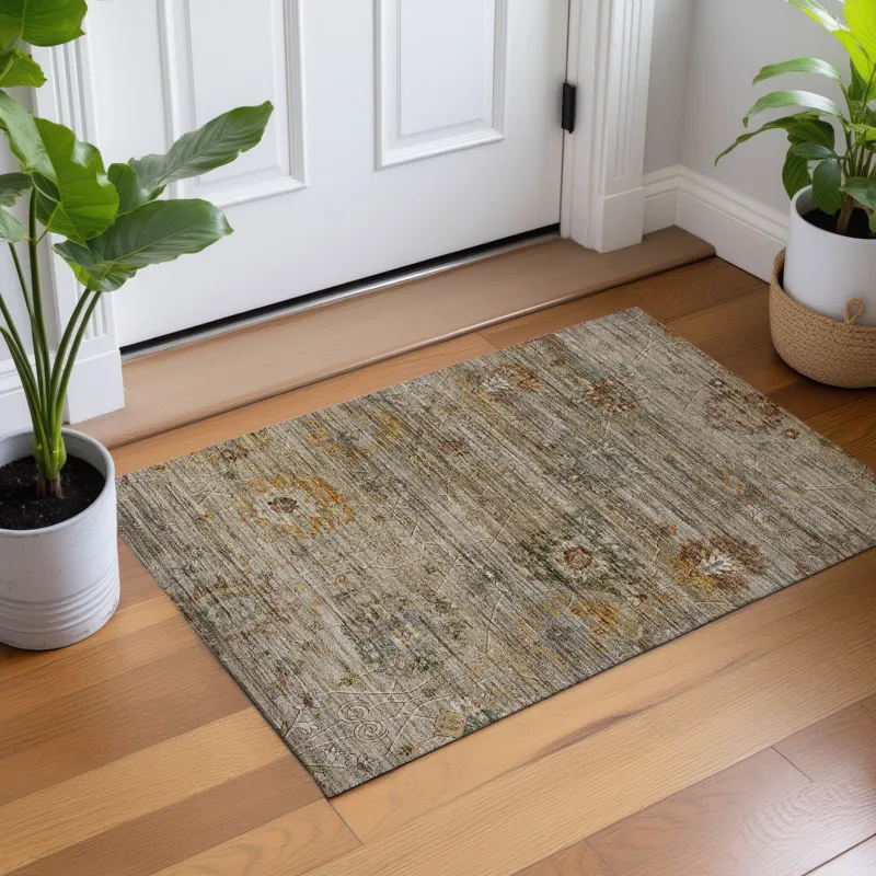 Machine Washable Aristo Beige 1\'8\" x 2\'6\" Rug