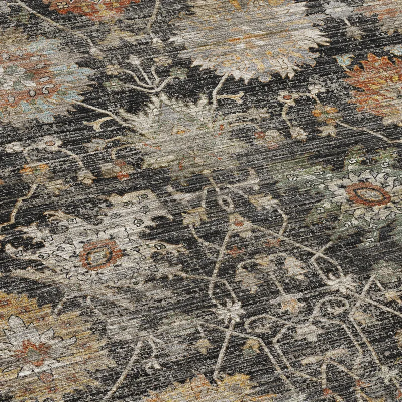 Machine Washable Aristo Black 2\'6\" x 3\'10\" Rug