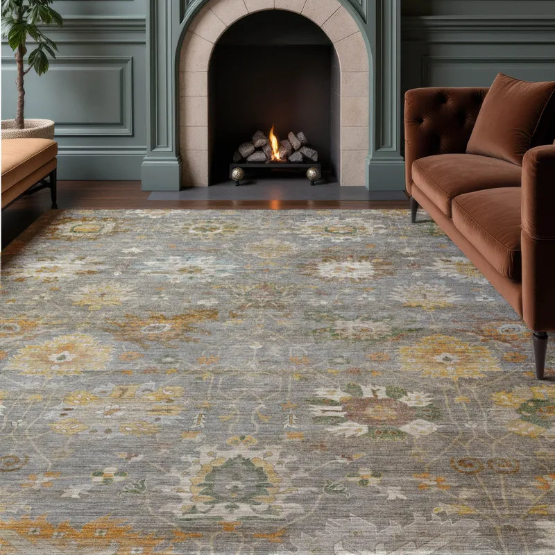 Machine Washable Aristo Gray 5\' x 7\'6\" Rug