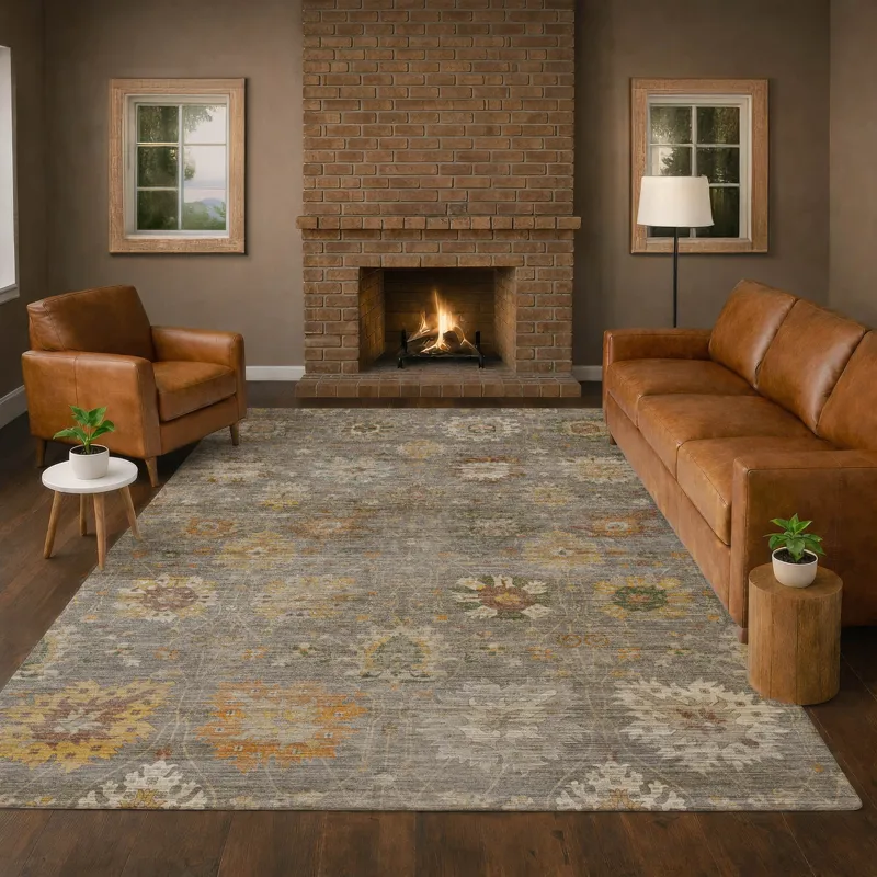 Machine Washable Aristo Gray 5\' x 7\'6\" Rug