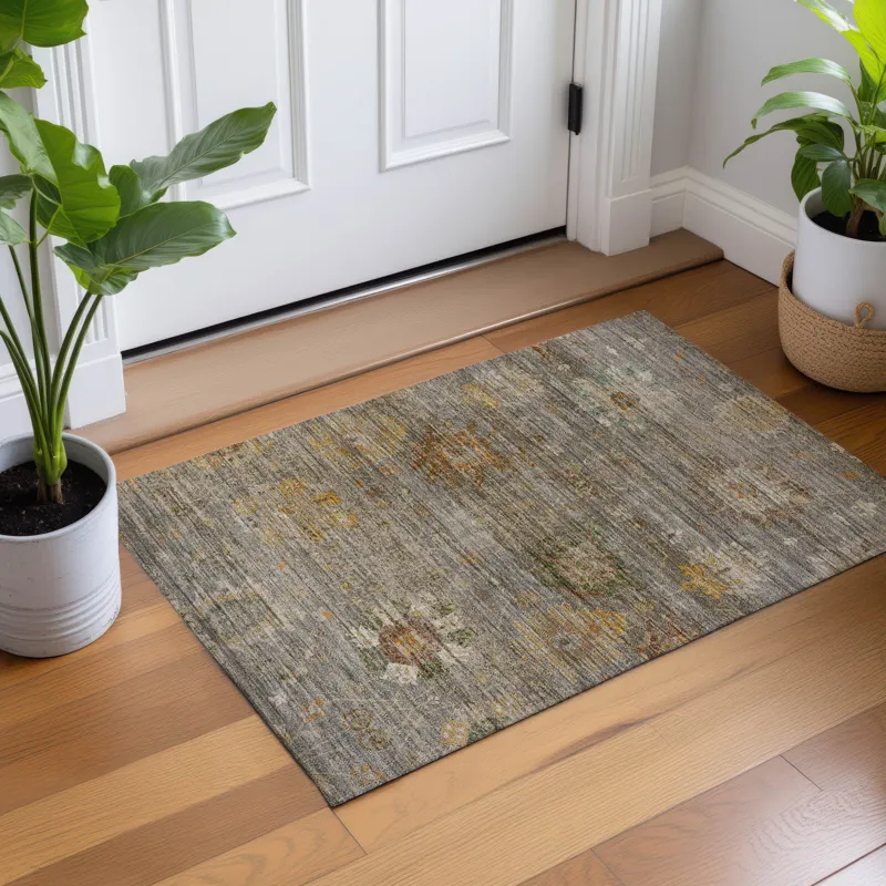Machine Washable Aristo Gray 1\'8\" x 2\'6\" Rug