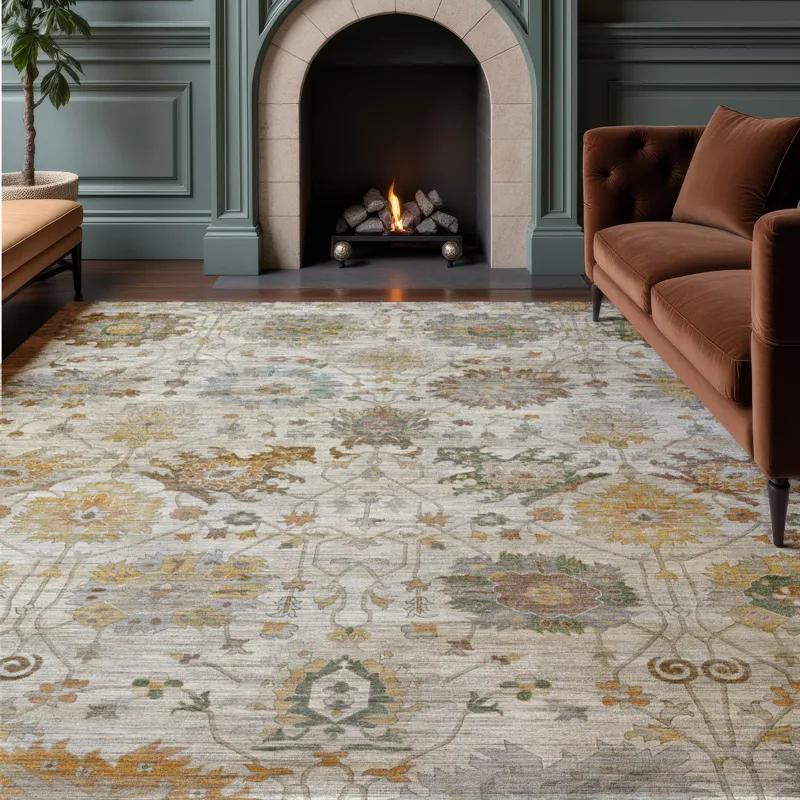 Machine Washable Aristo Ivory 8\' x 10\' Rug