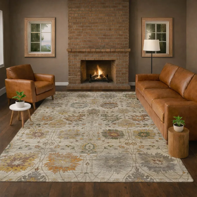Machine Washable Aristo Ivory 8\' x 10\' Rug