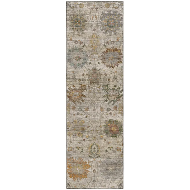Machine Washable Aristo Ivory 2\'3\" x 7\'6\" Runner Rug