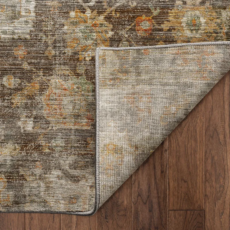 Machine Washable Aristo Chocolate 6\'6\" x 9\'6\" Rug