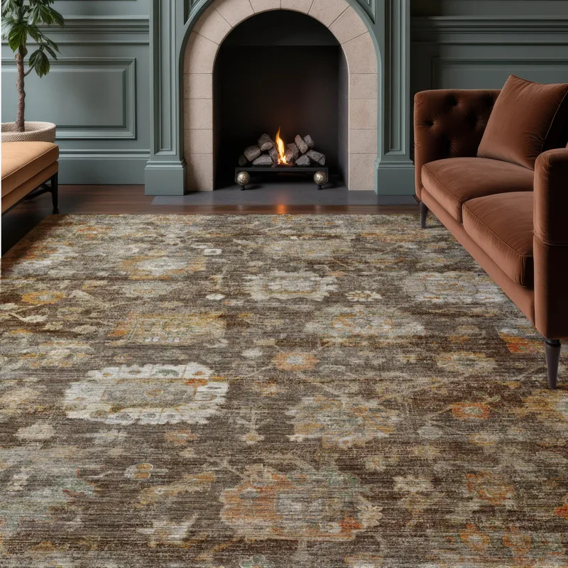 Machine Washable Aristo Chocolate 6\'6\" x 9\'6\" Rug