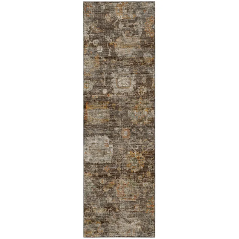 Machine Washable Aristo Chocolate 2\'3\" x 7\'6\" Runner Rug