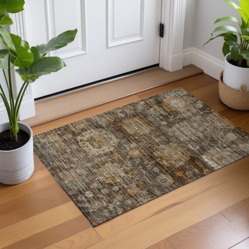 Machine Washable Aristo Chocolate 1\'8\" x 2\'6\" Rug