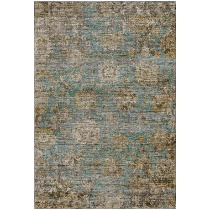 Machine Washable Aristo Teal 3\' x 5\' Rug