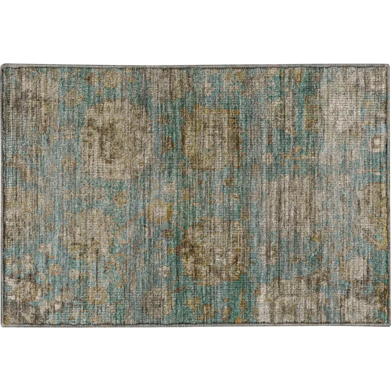 Machine Washable Aristo Teal 1\'8\" x 2\'6\" Rug