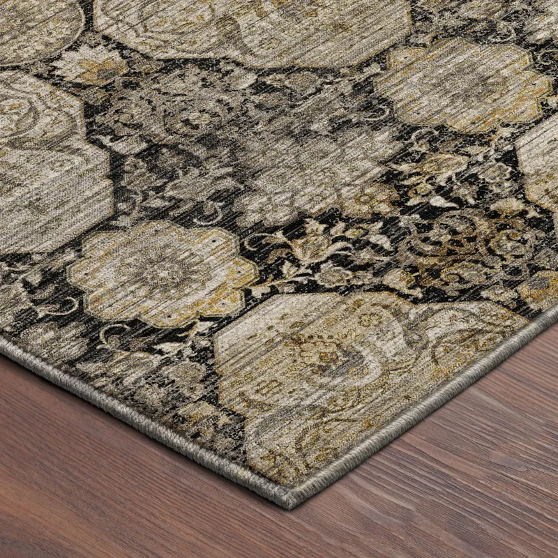 Machine Washable Aristo Black 2\'6\" x 3\'10\" Rug