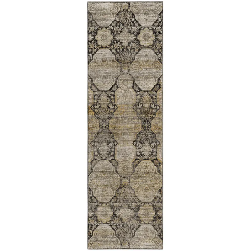 Machine Washable Aristo Black 2\'3\" x 7\'6\" Runner Rug