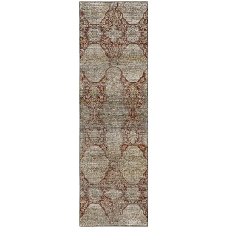 Machine Washable Aristo Burgundy 2\'3\" x 7\'6\" Runner Rug