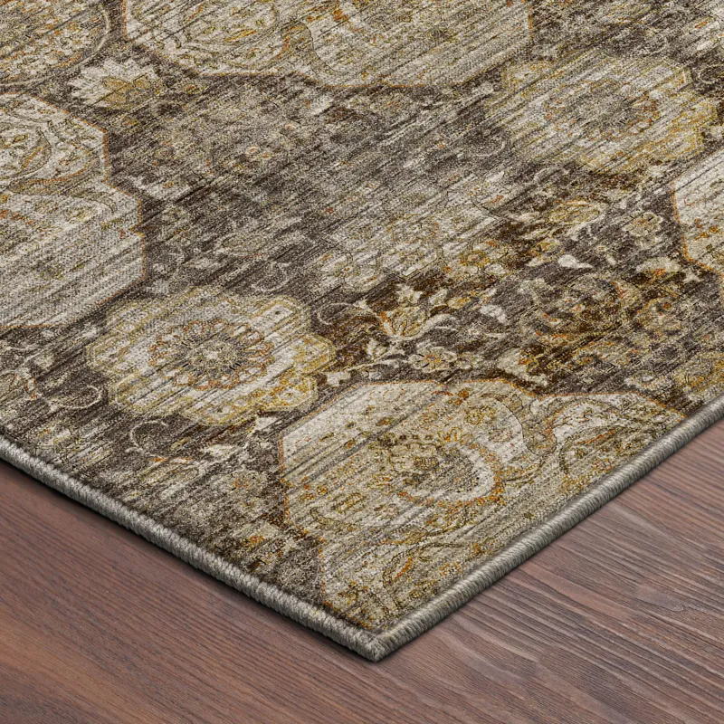 Machine Washable Aristo Coffee 1\'8\" x 2\'6\" Rug