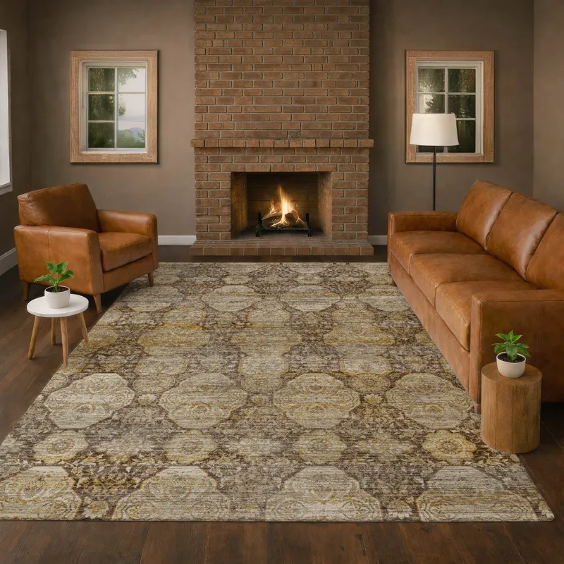 Machine Washable Aristo Coffee 9\' x 12\' Rug