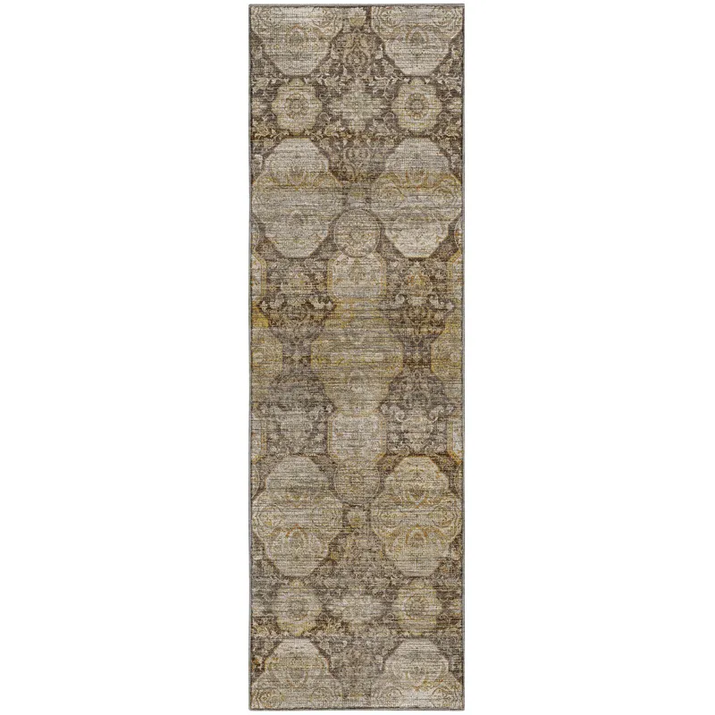 Machine Washable Aristo Coffee 2\'3\" x 7\'6\" Runner Rug