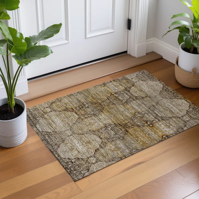 Machine Washable Aristo Coffee 1\'8\" x 2\'6\" Rug