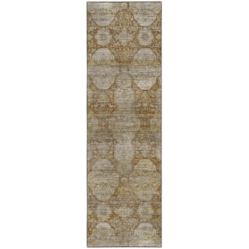 Machine Washable Aristo Terracotta 2\'3\" x 7\'6\" Runner Rug