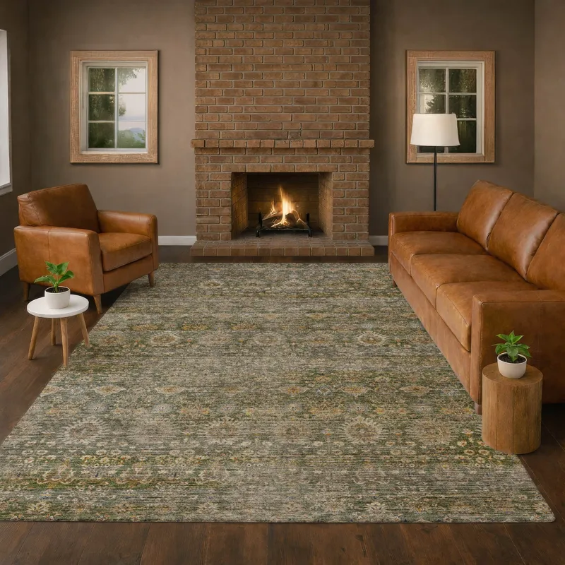 Machine Washable Aristo Basil 2\'6\" x 3\'10\" Rug