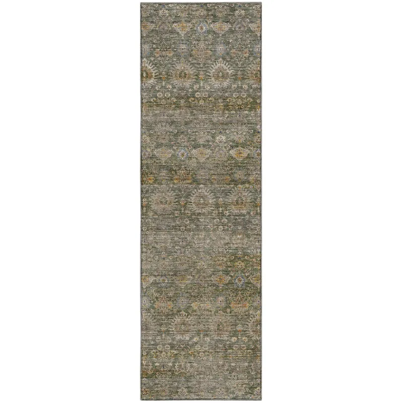 Machine Washable Aristo Basil 2\'3\" x 7\'6\" Runner Rug