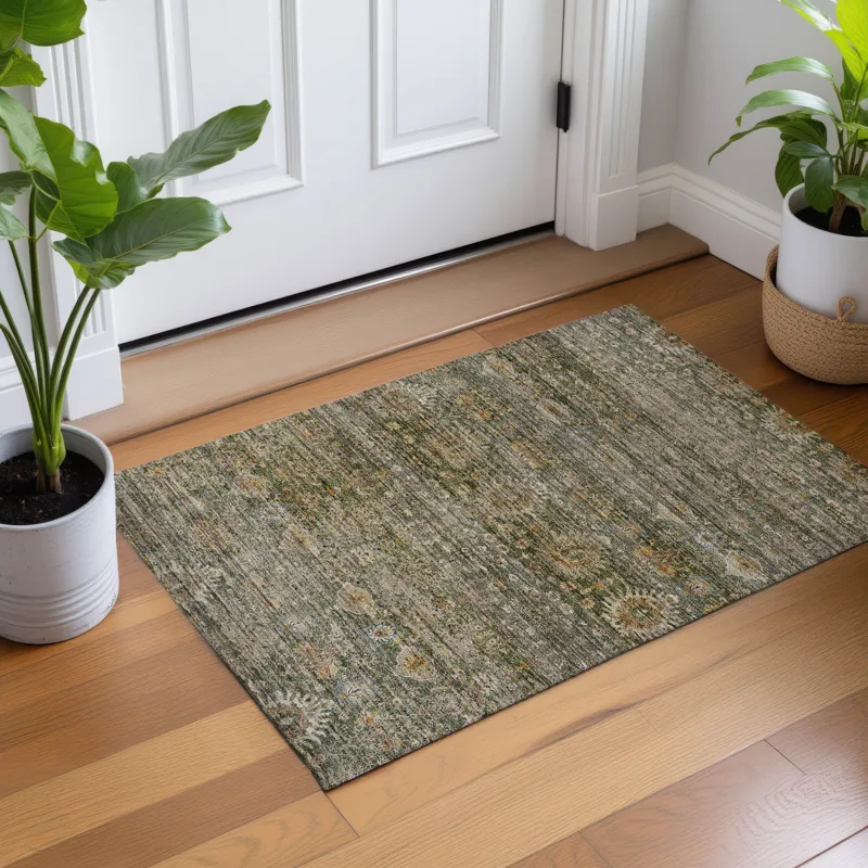 Machine Washable Aristo Basil 1\'8\" x 2\'6\" Rug