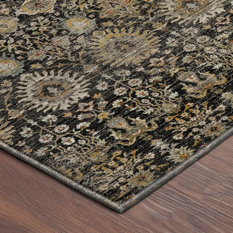 Machine Washable Aristo Black 5\' x 7\'6\" Rug