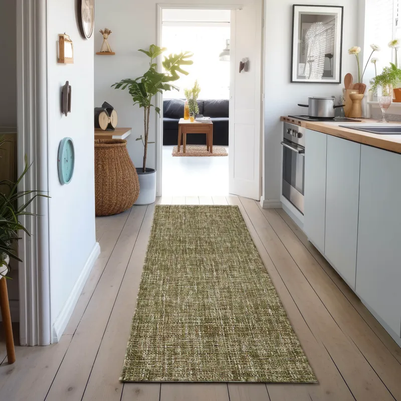Abruzzo Green 2\'3\" x 7\'6\" Runner Rug