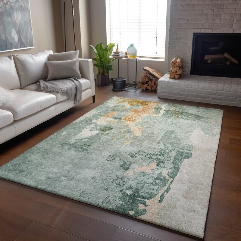 Luxury Washable Indoor/Outdoor Bresca Seafoam 8\' x 10\' Rug