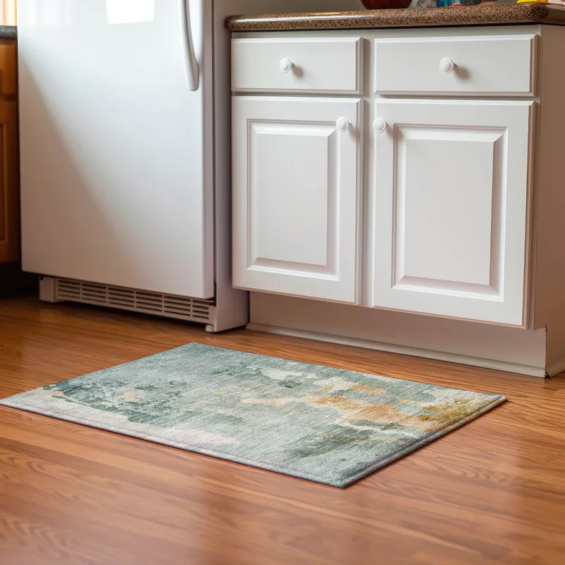 Luxury Washable Indoor/Outdoor Bresca Seafoam 1\'8\" x 2\'6\" Rug