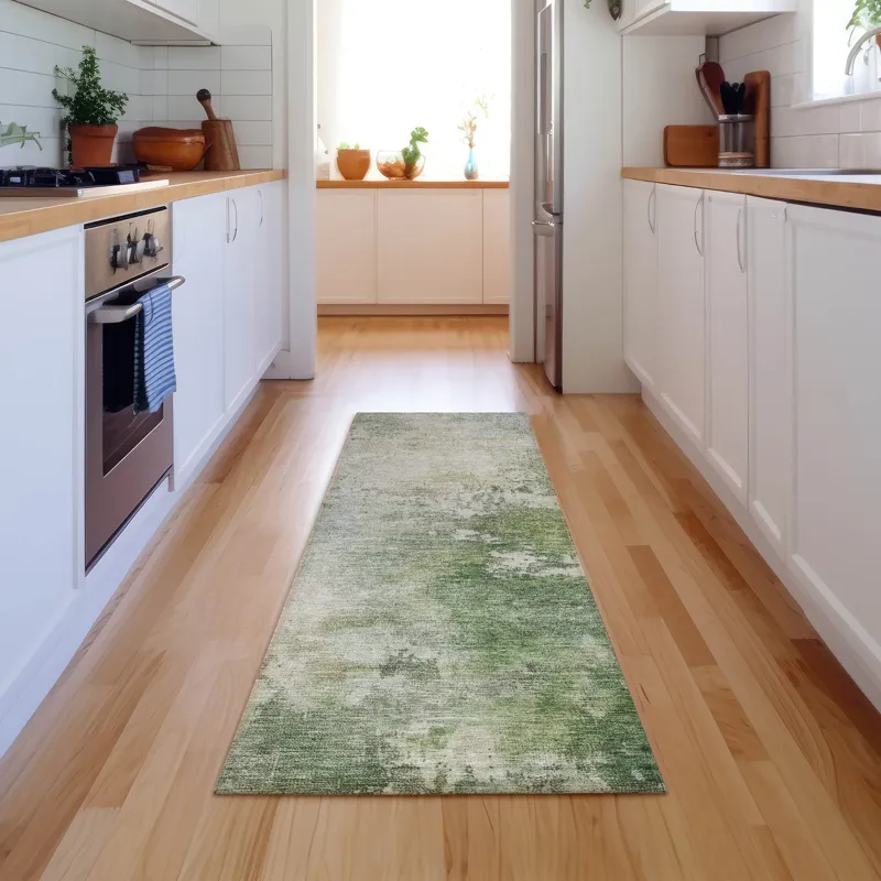 Luxury Washable Indoor/Outdoor Bresca Aloe 2\'3\" x 7\'6\" Runner Rug
