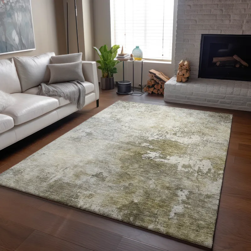 Luxury Washable Indoor/Outdoor Bresca Wheat 9\' x 12\' Rug