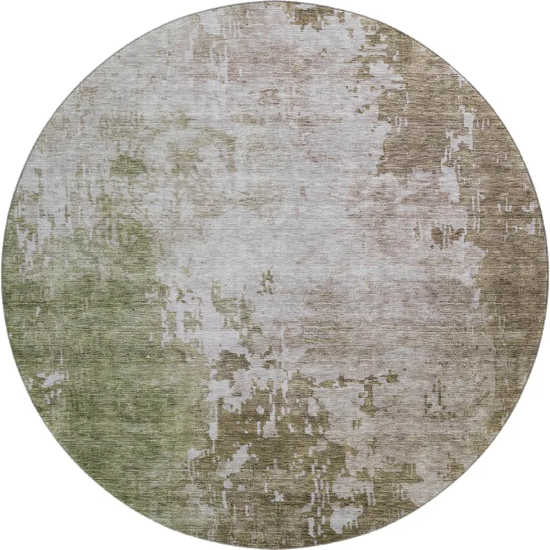 Luxury Washable Indoor/Outdoor Bresca Brown 8\' x 8\' Round Rug