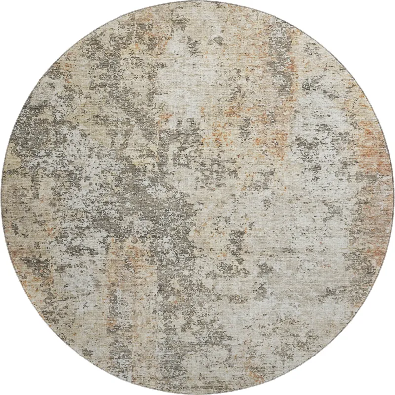 Luxury Washable Indoor/Outdoor Bresca Terracotta 8\' x 8\' Round Rug