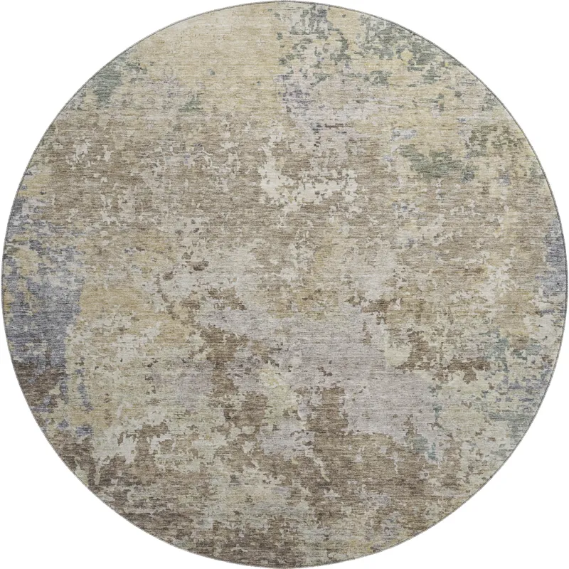 Luxury Washable Indoor/Outdoor Bresca Beige 8\' x 8\' Round Rug