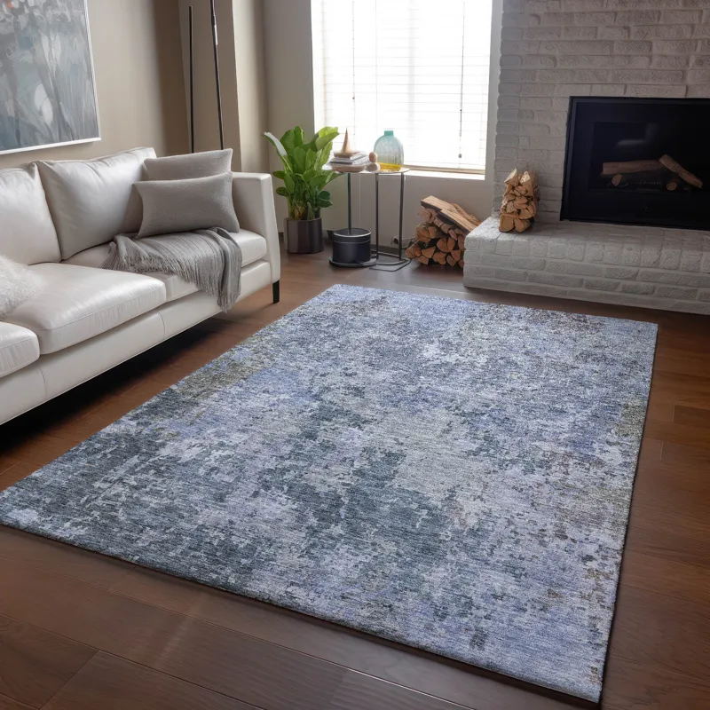 Luxury Washable Indoor/Outdoor Bresca Blue 10\' x 14\' Rug