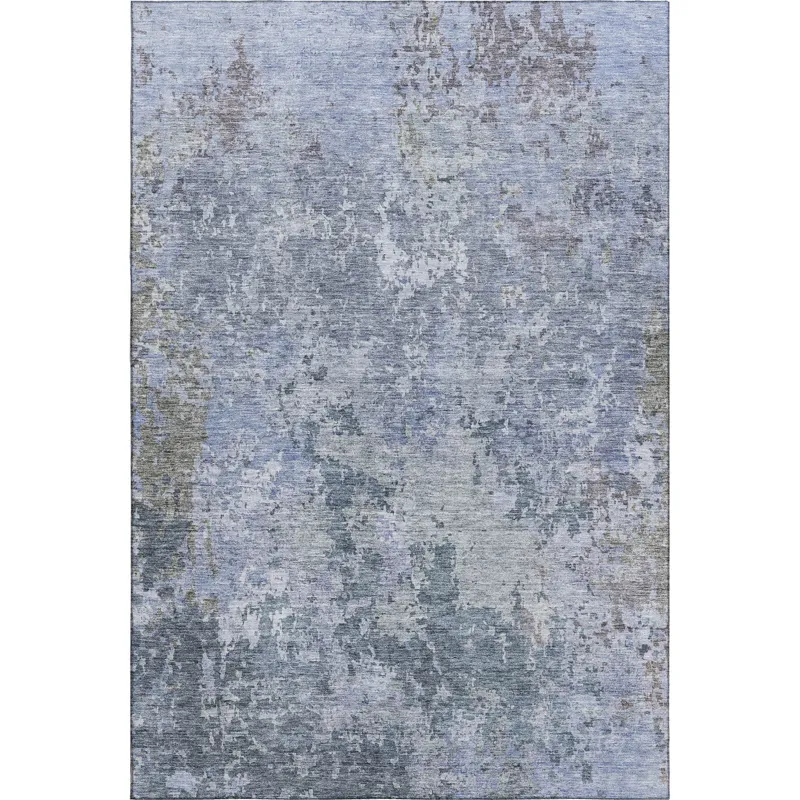 Luxury Washable Indoor/Outdoor Bresca Blue 10\' x 14\' Rug