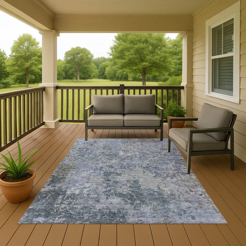 Luxury Washable Indoor/Outdoor Bresca Blue 10\' x 14\' Rug